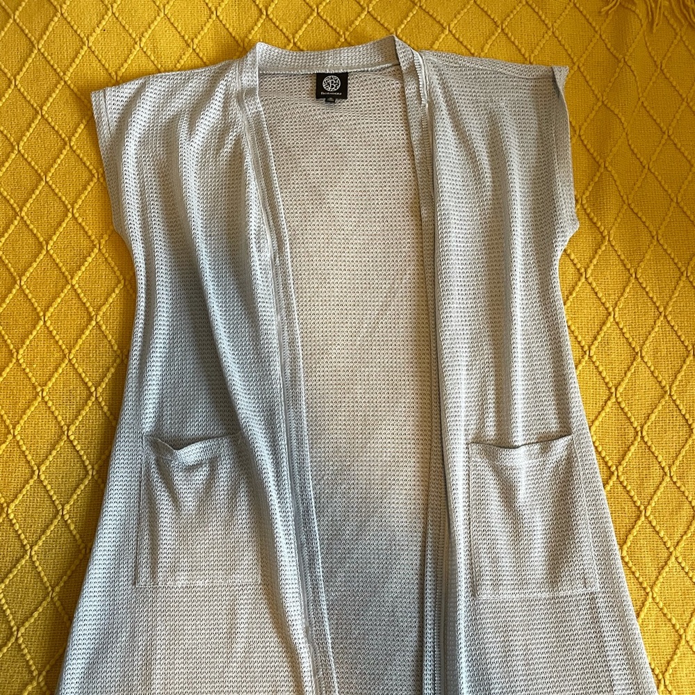Bobeau Open Front Short Sleeve Cardigan